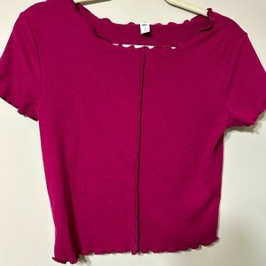 B.P LETTICE TRIM BASIC TEE IN MAROON SIZE M